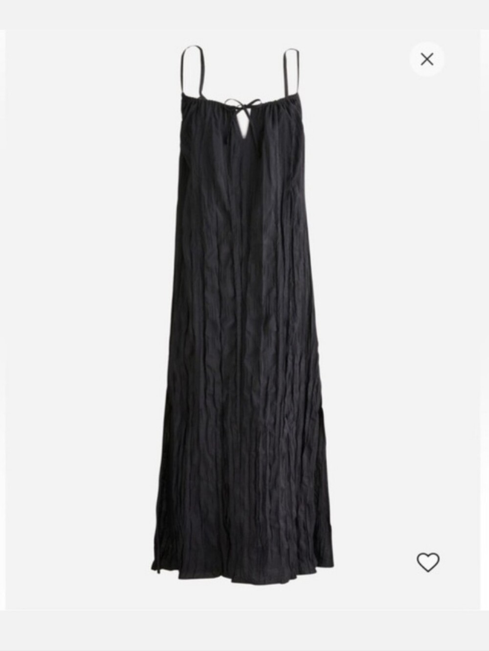 J. Crew Black Crinkled Side Slit Midi Dress